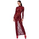 Noir Kink Royal Sheer Maxi Dress Burgundy XL