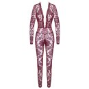Noir Kink Royal Sheer Long Sleeve Jumpsuit Burgundy XL