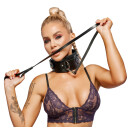 ZADO Leather Collar with Leash and Lock Black