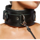 ZADO Leather Collar with Leash and Lock Black