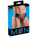 Svenjoyment Wetlook Thong with Zipper Black Red 3XL