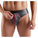 Svenjoyment Wetlook Riostring mit Reißverschluss Schwarz Rot 3XL