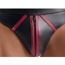 Svenjoyment Wetlook Riostring mit Reißverschluss Schwarz Rot 3XL