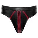 Svenjoyment Wetlook Riostring mit Reißverschluss Schwarz Rot 3XL