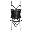 Cottelli Collection Suspender Corset with Ouvert Thong 80B/M Black