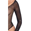 Cottelli Collection Langarm Netzbody mit Glitzersteinen S-L Schwarz