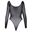 Cottelli Collection Langarm Netzbody mit Glitzersteinen S-L Schwarz