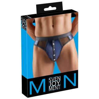 Svenjoyment Wetlook Riostring mit Netz-Einsätzen Dunkelblau M