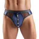 Svenjoyment Wetlook Thong with Mesh Inserts Dark Blue XL