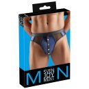 Svenjoyment Wetlook Thong with Mesh Inserts Dark Blue 3XL