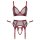 Cottelli Collection Bondage Suspender Set with Wrist Cuffs S Dark Red/Black 4-Piece