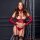 Cottelli Collection Bondage Ouvert Set with Longline Shelf Bra L Dark Red