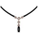 Cottelli Collection Ouvert Jewelry Thong with Rhinestone Flowers S-L Black