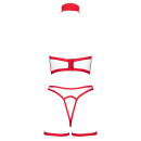 Cottelli Collection Krankenschwester Ouvert Set Weiß Rot M