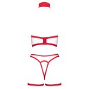 Cottelli Collection Krankenschwester Ouvert Set Weiß Rot L