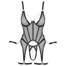 Cottelli Collection Suspender Chemise Set with Wrist Cuffs S Black