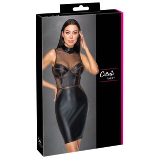 Cottelli Collection Mattlook Kleid mit Netz-Einsätzen Schwarz L