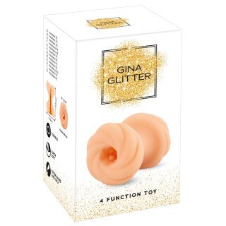 Gina Glitter 4 Function Toy Cock Ring and Masturbator Transparent 7 cm