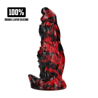 Shots Ouch Hell Night Fiend Silicone Dildo Red/Black 18 cm