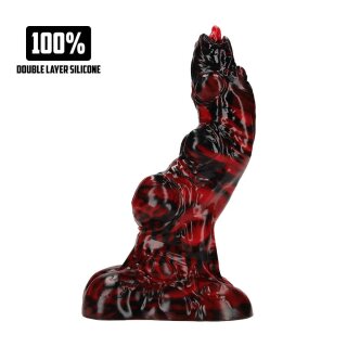 Shots Ouch Hell Invader Silicone Dildo Red/Black 19 cm