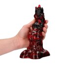 Shots Ouch Hell Invader Silicone Dildo Red/Black 19 cm