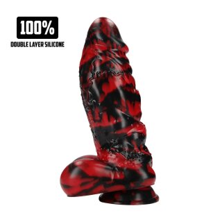 Shots Ouch Demon Master Silicone Dildo Red/Black 18 cm