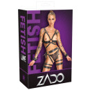 ZADO Leather Harness Set with Wrist Cuffs Black S/M