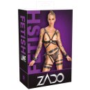 ZADO Leather Harness Set with Wrist Cuffs Black L/XL