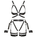ZADO Leather Harness Set with Wrist Cuffs Black L/XL