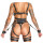 ZADO Leather Harness Set with Wrist Cuffs Black L/XL