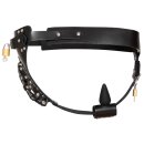 ZADO Leather Chastity Thong with Locks Black