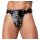 ZADO Leather Chastity Thong with Locks Black