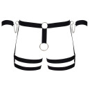 Svenjoyment Hip Harness with Ring and Wrist Cuffs Black S/M