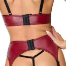 Cottelli Collection Ouvert Suspender Set Dark Red/Black L 3-Piece