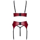 Cottelli Collection Ouvert Suspender Set Dark Red/Black L 3-Piece
