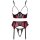 Cottelli Collection Ouvert Suspender Set Dark Red/Black L 3-Piece