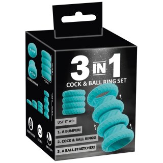 You2Toys 3-in-1 Cock & Ball Ring Set Silicone 4-Piece