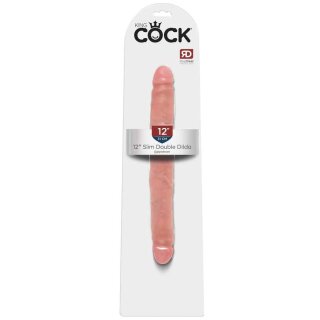 King Cock 12“ Slim Double Dildo Flesh