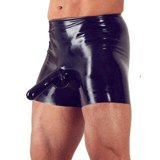 Latex-Pants mit Penishülle und Analkondom schwarz L