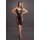 Knee-Length Lace and Fishnet Dress - Black One Size