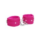 Ouch! Plush Leather Hand Cuffs - Pink