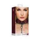 Ouch! - Luxury Collar With Leash - Burgundy