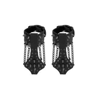 Ouch! Skulls and Bones - Handcuffs with Spikes and Chains - Blac