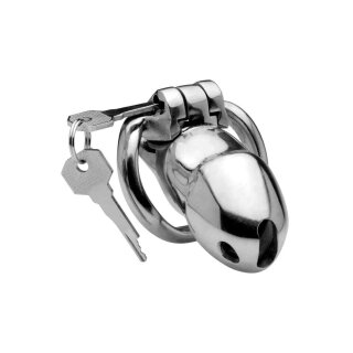 Master Series Rikers 24-7 Stainless Steel Locking Chastity Cage - Silver