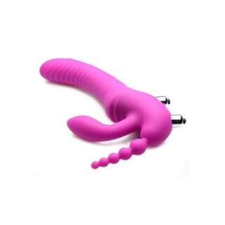 REGAL RIDER Triple G Vibrating Silicone Strapless Strap On - Pur