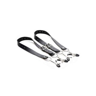 Spread Labia Spreader Straps with Clamps - Black