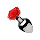 Red Rose Butt Plug - Medium - Red
