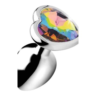 Rainbow Prism Heart Anal Plug - Small - Silver
