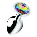 Rainbow Prism Gem Anal Plug - Medium - Silver 3,3 cm