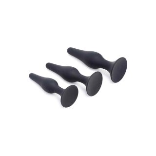 Triple Spire Tapered Silicone Anal Trainer Set of 3 - Black